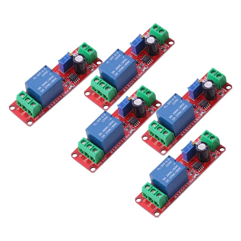 

5Pcs NE555 DK555 Timer Switch Adjustable Disconnect Module Time Delay Relay Module DC 12V Delay Relay Shield 0-10S