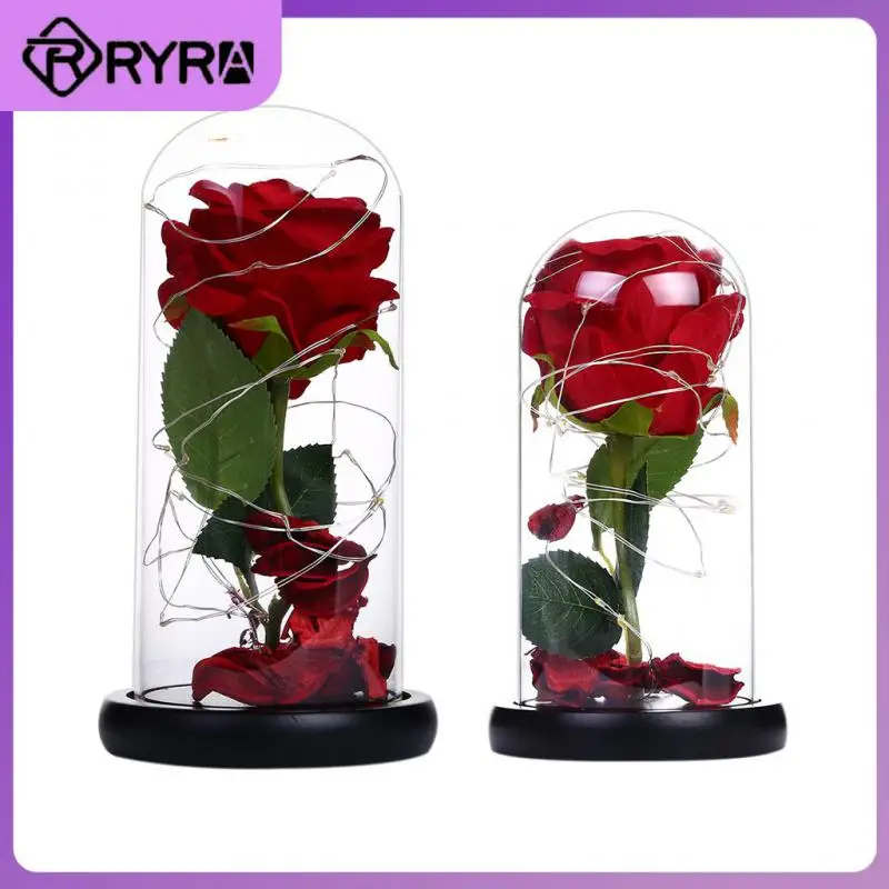 

2020 Artificial Plants Rose Glass Cover Decorative Lamp LED Night Light Fake Flowers Romantic Valentine's Day Gifts Home Decor