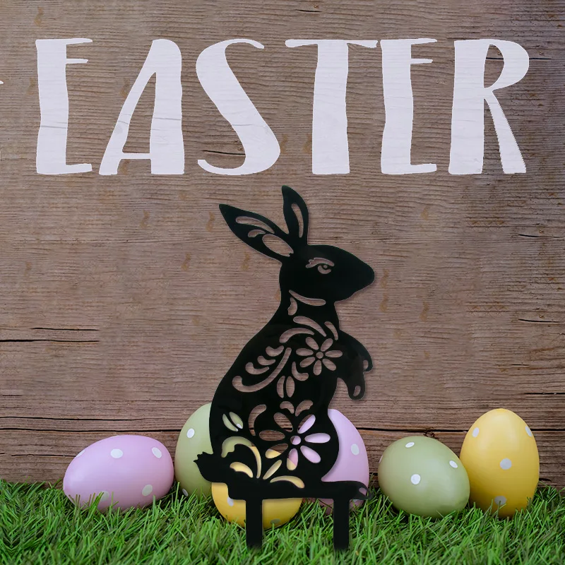 

2023 Easter Topper Acrylic Bunny Shape Ornament Easter Party Supplies Accessories Home Birthday Party Decoration Kid's Favor