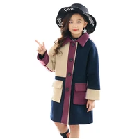 girls coat patchwork wool coat for girl single breasted winter jacket for girls autumn casual girls clothes for 6 8 10 12 14