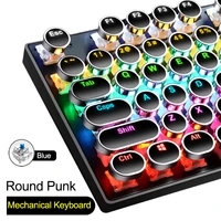 Retro Punk Gaming Mechanical Keyboard USB Wired 104 Keys with RGB Backlight Red Blue Switch for Gamer Computer