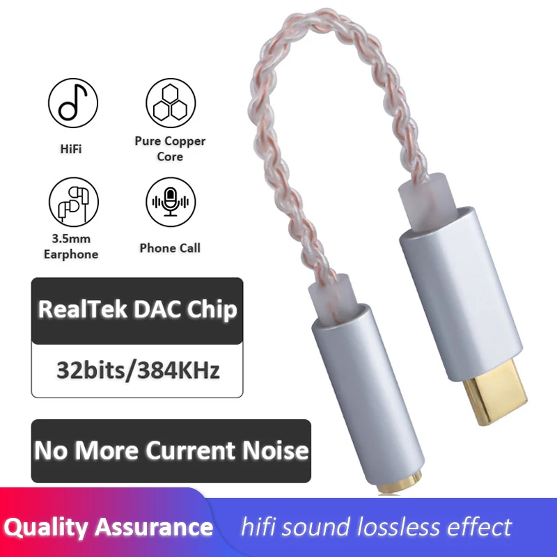 

USB Type C to 3.5mm Headphone Amplifier Audio Interface DAC Chipset HiFi Digital Audio Adapter For Xiaomi SAMSUNG Huawei Windows