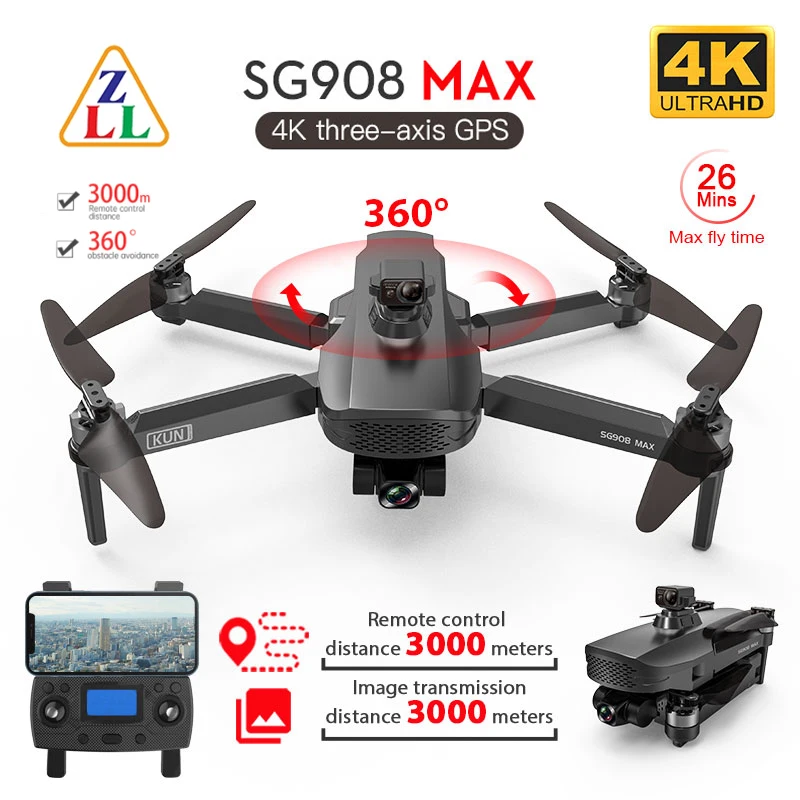 

Квадрокоптер SG908 MAX/SG908 Pro 4K с Wi-Fi, 3 км, GPS