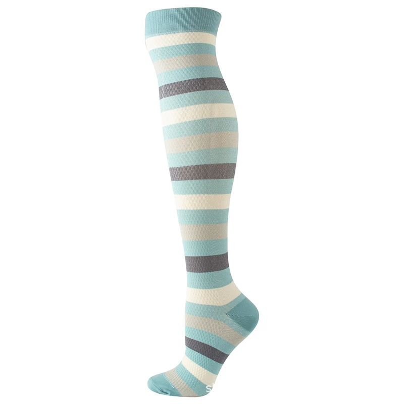 3pcs Stripe Multicolour Keep Warm Outdoor Medium Tube Socks Unisex Elasticity Sports Pressure Socks Varicose Veins Socks