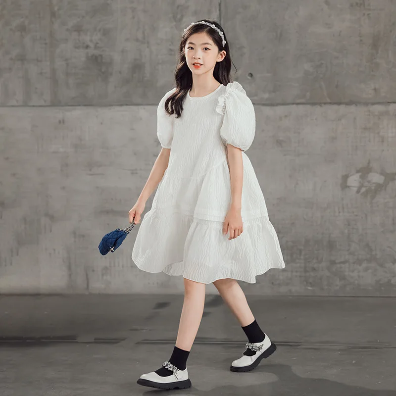 

Платье для подростков; Новинка 2023 года; Белое платье в Корейском стиле для девочек; Элегантная вечерние Одежда для дня рождения; Одежда для детей 10, 12, 14 лет