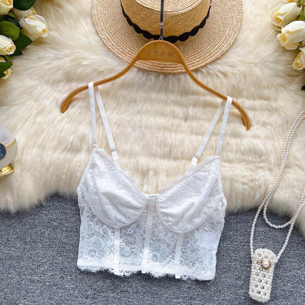 

Женский ажурный топ с открытой спиной, летний пикантный топ с принтом «рыбья кость» и V-образным вырезом, элегантная Майка без груди с вышивкой, Y2k