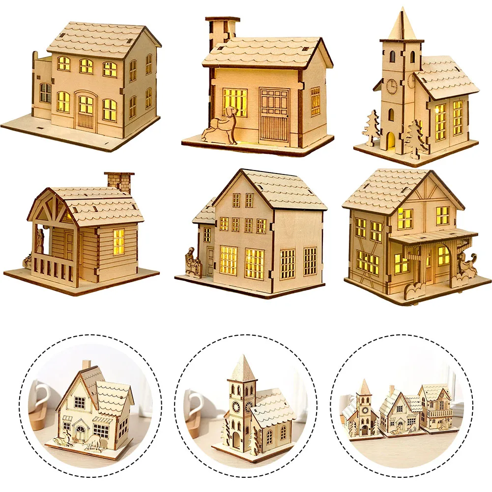 Светодиодный светильник мини-деревянный дом модель светящегося на Рождество