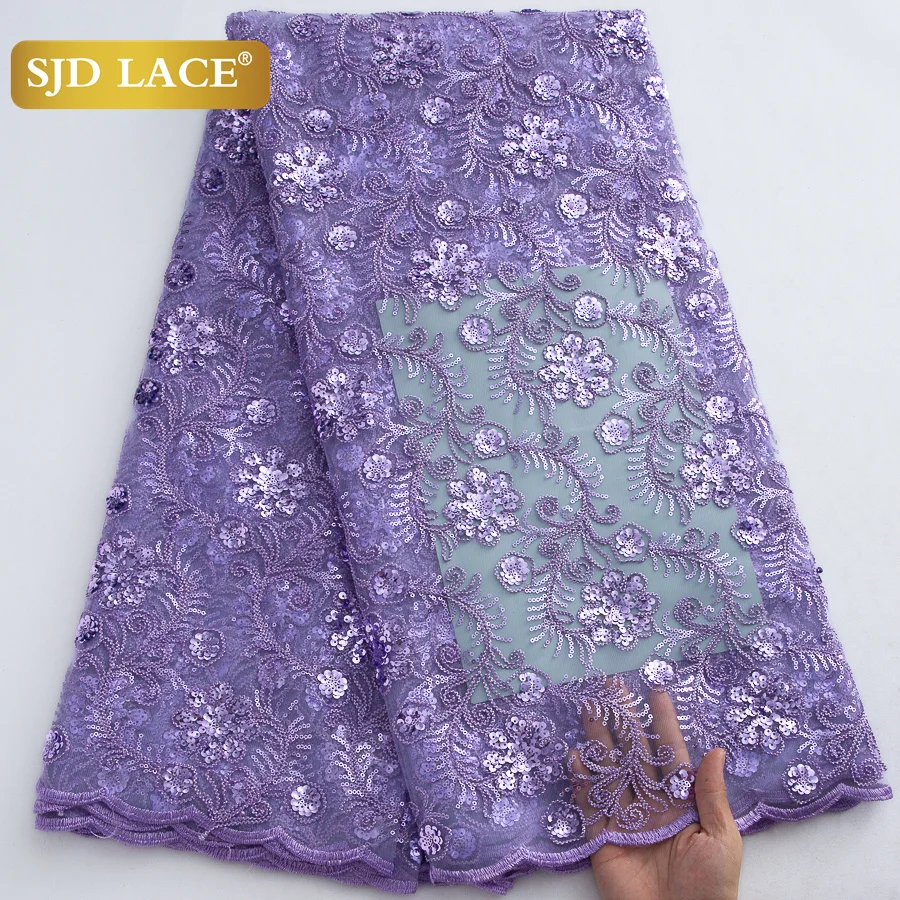 SJD LACE Французская сетчатая кружевная ткань с блестками 5 ярдов женское платье 2024