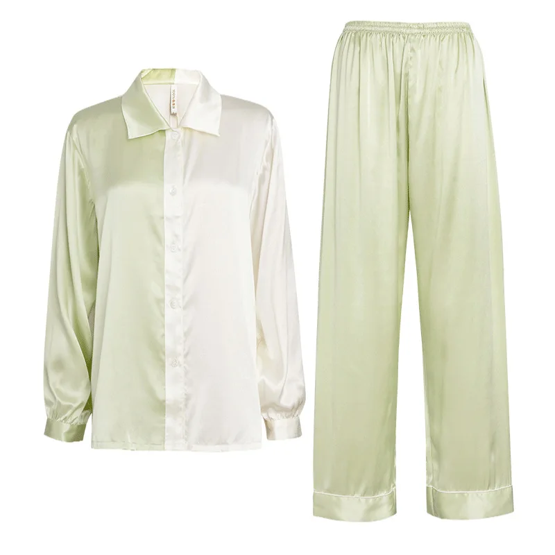 

Домашняя одежда из 100% шелка, Женский пижамный комплект, пижама с цветными вставками из шелка тутового шелкопряда, Женская домашняя одежда и...