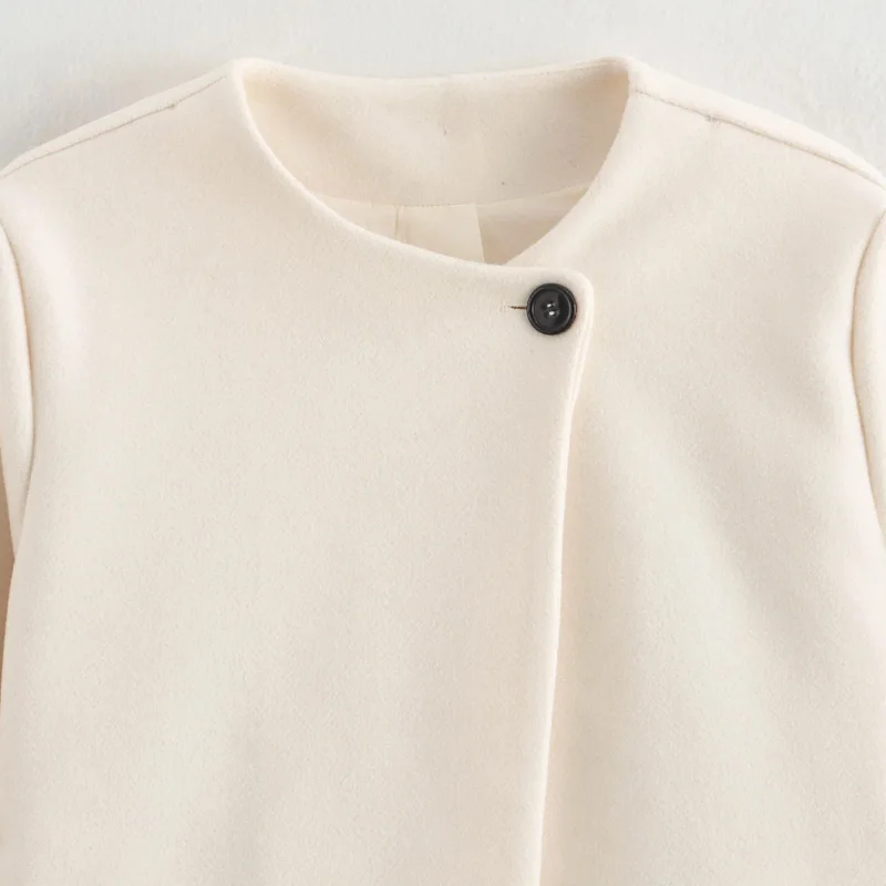 TRAF укороченные шерстяные парки 2024 женская теплая зимняя куртка осеннее