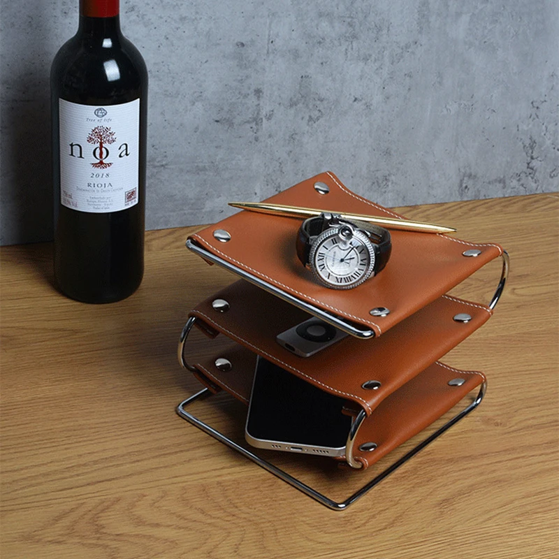 

Creative Multifunctional Leather Storage Rack Living room coffee table household storage tray sundries cosmetics Cozinha