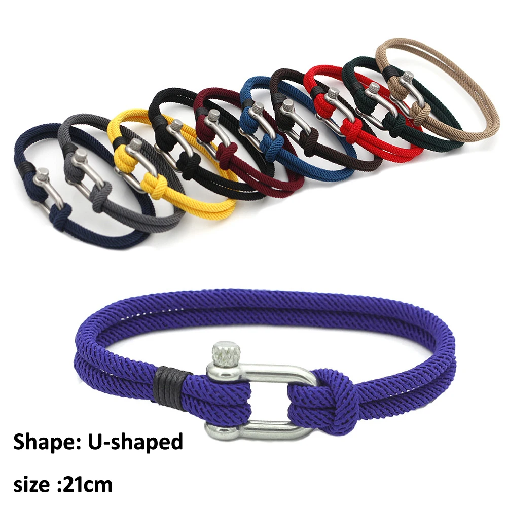 MKENDN мужской черный браслет из нержавеющей стали U-образной формы для выживания на