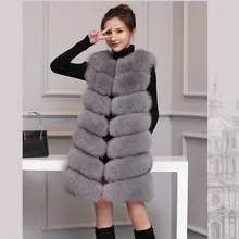 Autumn and Winter New Fox Fur Imitation Fur Vest Women's Long Korean Style Slim Slim Coat