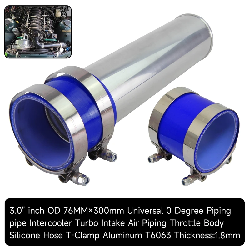 

Прямой 76 мм 3 дюйма алюминиевый турбо-интеркулер трубы L = 300 мм + 2 шт силиконовый шланг + 4 шт Т-образных зажима черный/синий/красный