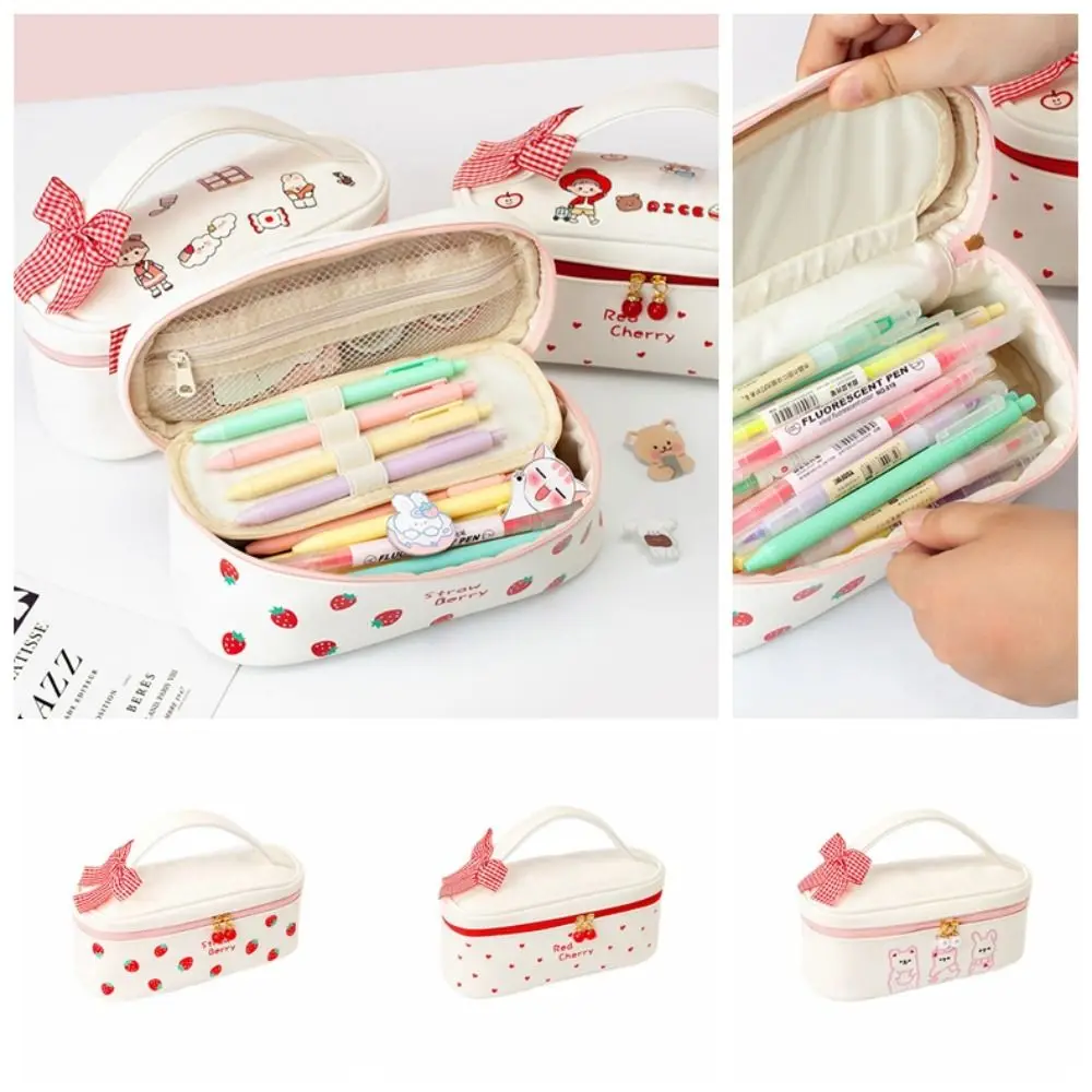 

Desktop Organizer Stationery Bag Cartoon Large Capacity Cosmetic Pouch Pencil Bag Waterproof Aesthetic Office