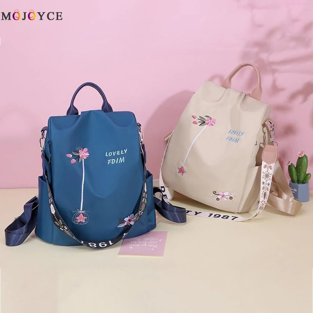 

Crossbody Bags for Women 2023 Oxford Backpack Flower Embroidery Student School Bags Female Travel Anti-theft Rucksack