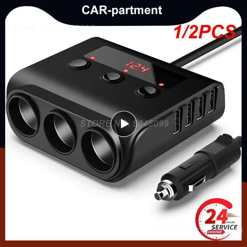 

1/2PCS Car Cigarette Lighter 3 Socket Splitter 12-24V Car Charger Adapter 4 Ports USB Charger For GPS Mobile Phone 100W