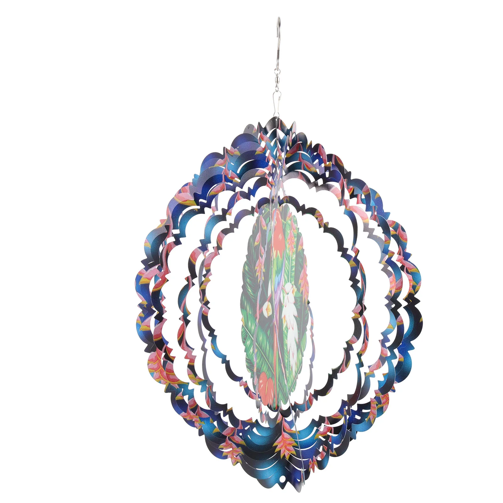 

Wind Hangingparrot 3D Chime Chimes Metal Sculptures Wall Garden Bird Iron Patio Spiral Windmill Animal Decoration Sun Catcher