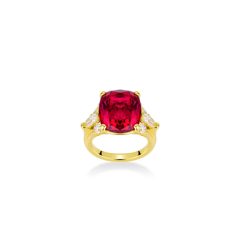CAMEO, серебряное кольцо с синтетическим цирконом 925, красочное рубиновое квадратное кольцо с белым бриллиантом, роскошный комплект, универсальное винтажное золотое кольцо на руку (art.: 3920d2922eeba) - 3920d2922eeba