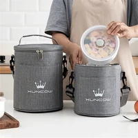 large capacity portable round thermal lunch bag for women children insulated picnic food container bento cooler crossbody bag