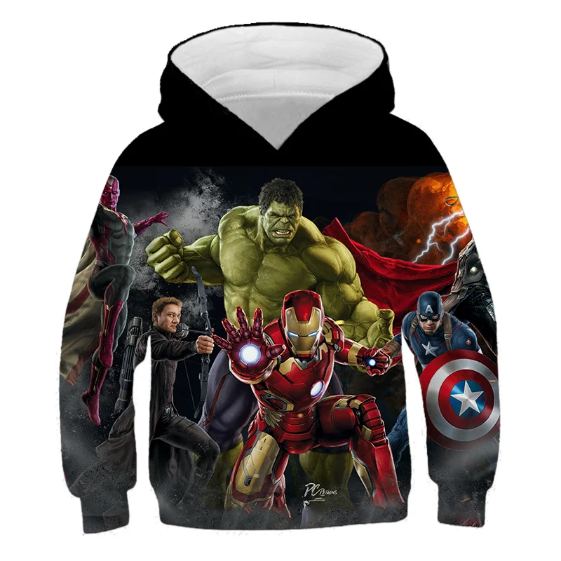 

Marvel Superheroes Hulk Hoodies Baby Boys Hoodie Kids Girls Sweatshirts Captain America Iron man Spiderman Pullover Hoodies Boy