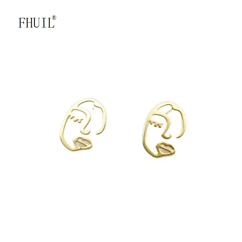 

Cool Face Stud Earrings for Women 2023 Trending 925 Silver Needle Pendiente Ear Piercing Korean Ins Fashion Jewelry Girl Gift