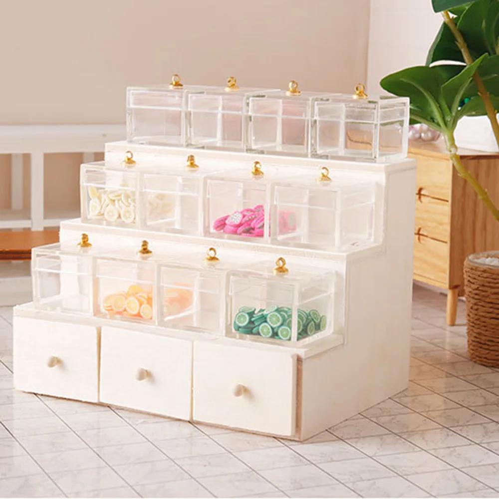 

Mini Candy Drawer Cabinet Box Dollhouse Figurines Scene Layout Crafts Home Decoration Desktop Ornament Toy Model Gift