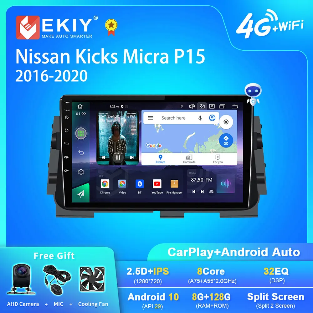 

EKIY Q7 Android 10 Car Radio For Nissan Kicks Micra P15 2016-2020 Carplay Multimedia Player Head Unit Tape Recorder Stereo DVD