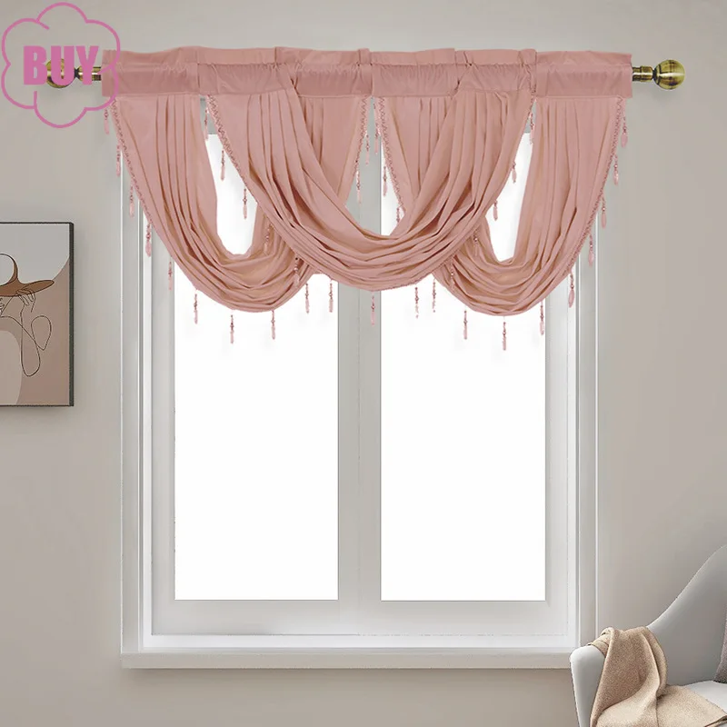 

New Pink Gauze Curtains for Living Room Kitchen Cabinets Partition Curtains Window Curtains and Customized Finished Products