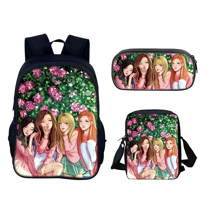 

Kpop Lisa Rose Schoolbag Travel Backpack Shoulder Bag Pencil Case Gift for Kids Students