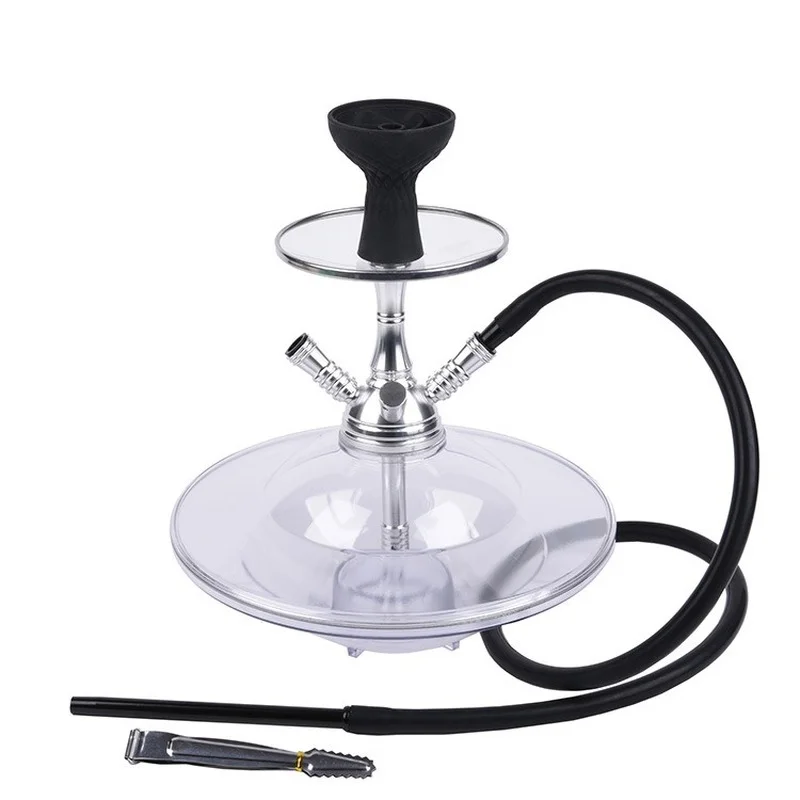 New UFO Led Hookah Full Set Acrylic Single Pipe Shihsa Suit with Narguile Silicones Bowl Chicha Carbon Clip Smoking Accessories enlarge