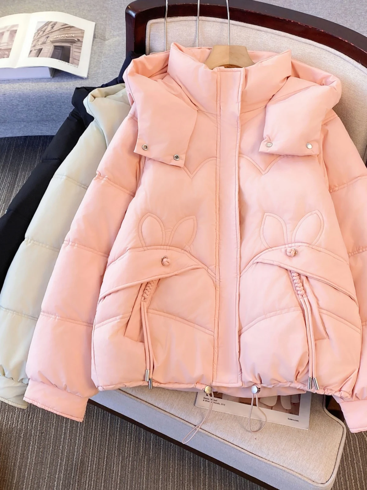 Утолщенный пуховик одежда на хлопковой подкладке женская больших размеров