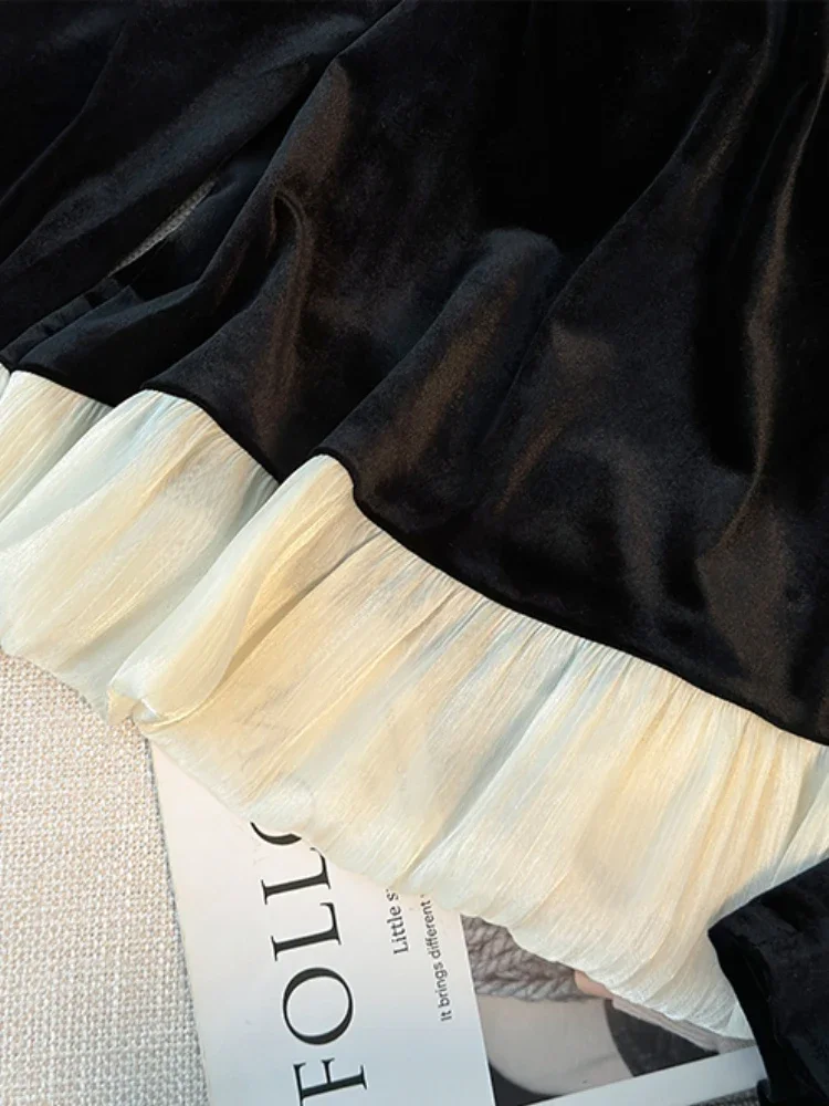 Бархатные блузки Matakawa с бисером милые женские рубашки контрастных цветов