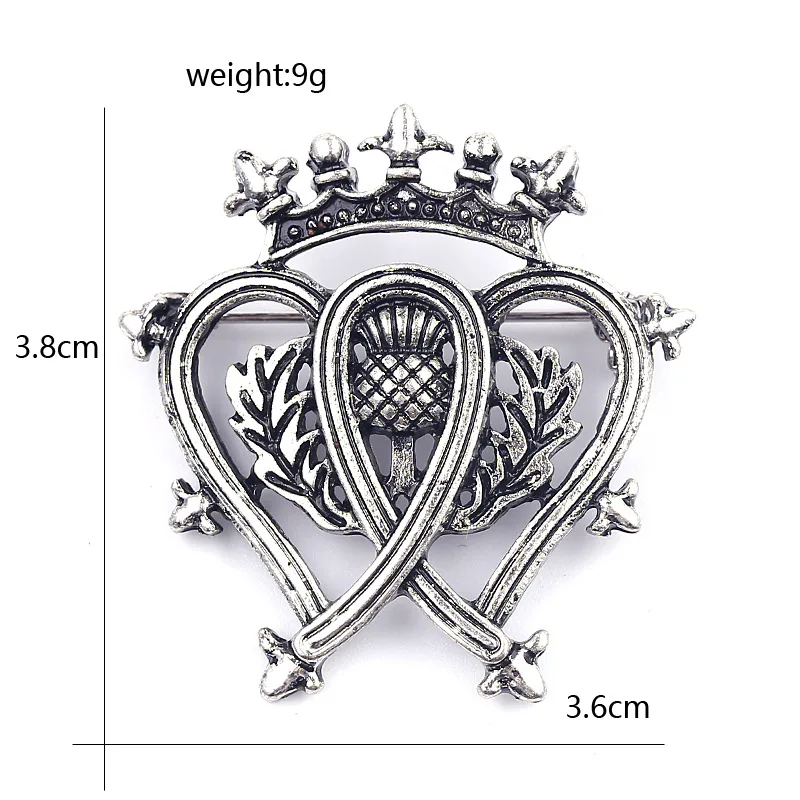Винтажная брошь Outlander цветок корона двойное сердце Шотландия расторопши