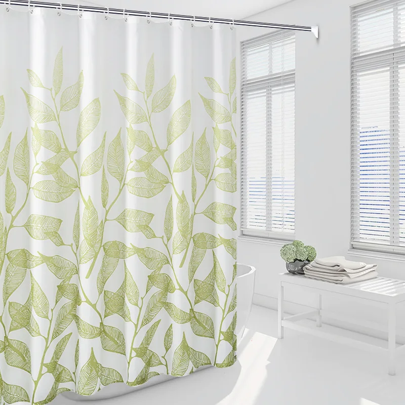 

Simple Leaves Pattern Shower Curtains Tropical Green Plant Fabric Waterproof Polyester Bath Curtain Home Decor Bathroom Accessor