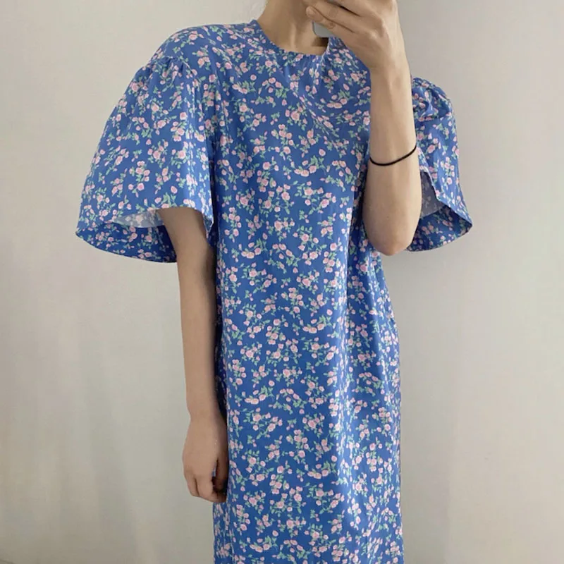 koamissa flower women straight maxi dress short sleeves o neck lady casual loose dresses summer chic korean vestidos 2022 new