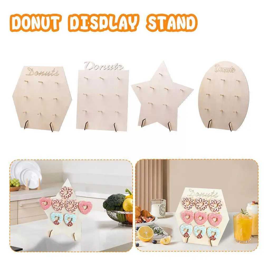 

Donuts Wall Stands Board Wood Doughnut Holder Festive Wedding Decor Favor Dessert Shower Bridal Decorations Birthday Party M2d7