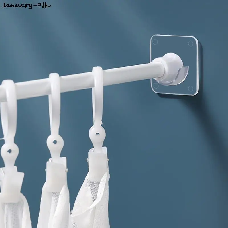 

2 Pieces Of Punch-free Strong Rod Holder Curtain Rod Bracket Hook Adjustable Transparent Wall Bracket Self-adhesive Rod