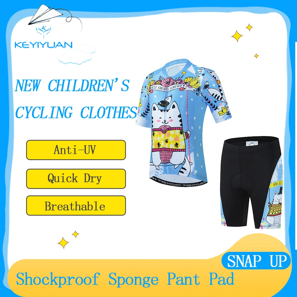 

KEYIYUAN 2022 новый детский костюм с коротким рукавом для велоспорта, профессиональная одежда для соревнований, быстросохнущее спортивное обору...