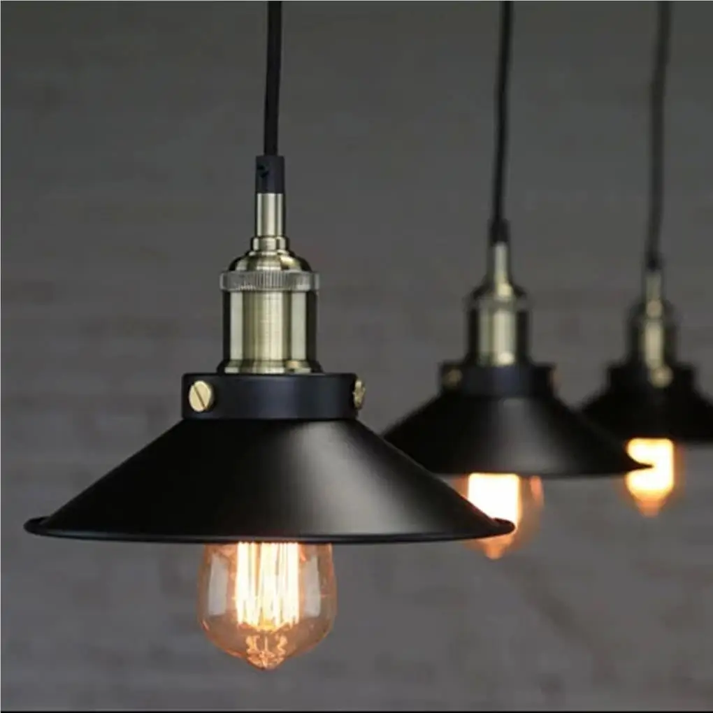 

Black Vintage Industrial Pendant Light Nordic Retro Lights Iron Lampshade Loft Edison Lamp Metal Cage Dining Room Countryside