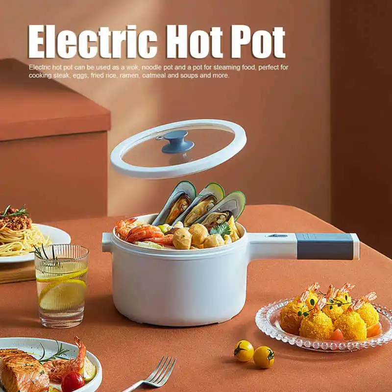 

700W Electric Hot Pot 1.6L Capacity Portable Electric Pot for Home Office School Travelling US Plug 110V White Cooking Appliance
