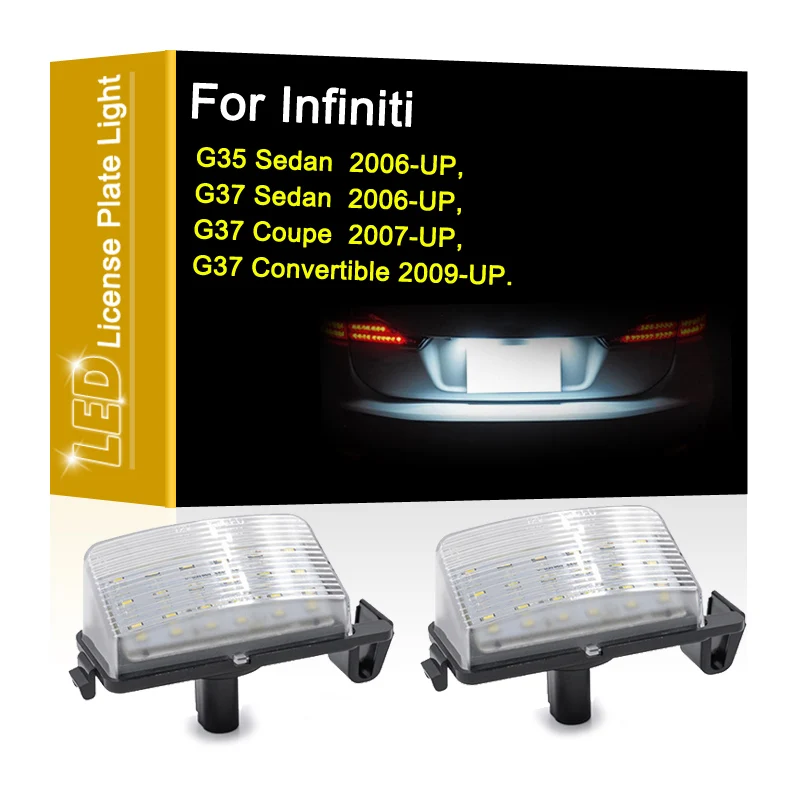 

12V LED Number Plate Lamp For Infiniti G35 G37 Sedan Coupe Convertible White License Plate Light Assembly
