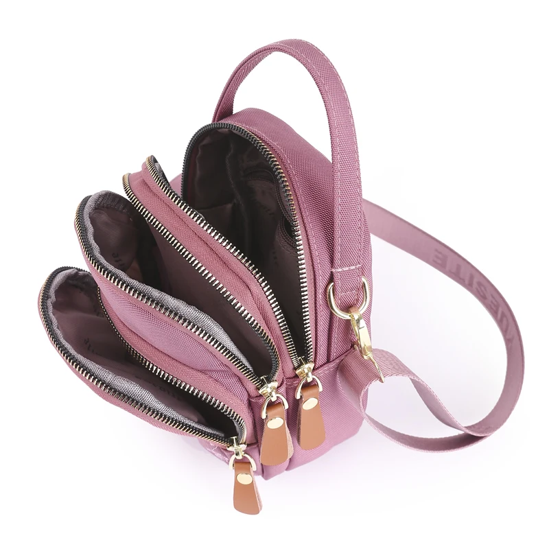 Fashion Flower Embroidery Handbag Multi Pockets Mobile Phone Bag Small Shoulder Bags for Teenage Girls Oxford Crossbody Bags