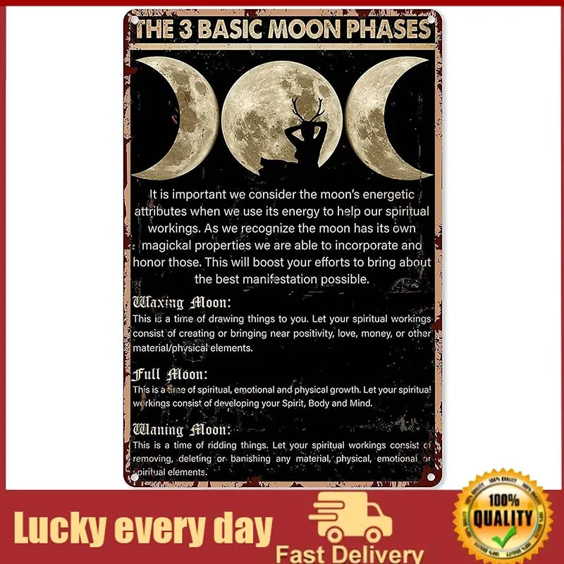 

Wall Decora Moon Phase Tin Sign Room Decora Posters Tin Sign Bathroom Decora Home The 3 Basic Moon Phases metal plate