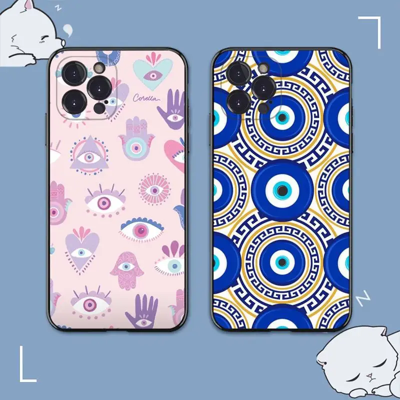 

Lucky Eye Blue Evil Eye Phone Case For iPhone 8 7 6 6S Plus X SE 2020 XR XS 14 11 12 13 Mini Pro Max Mobile Case