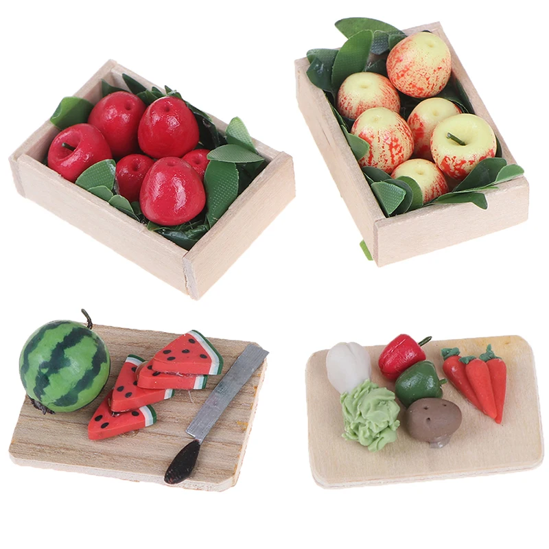 

Dollhouse Baby Early Education Wooden Kitchen Toys Cutting Fruit Vegetables Education Food Toys For Kids Girl Doll Accessories