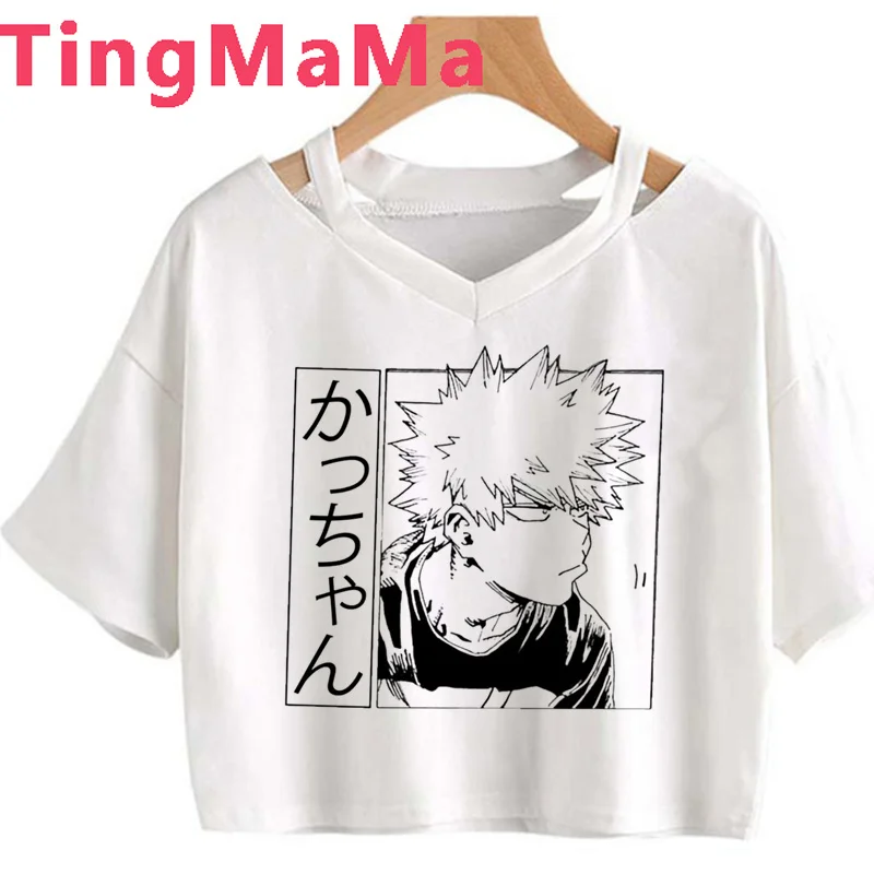 

Моя геройская академия, одежда Bakugo, футболка, женские гранж-Графические футболки, женские повседневные японские топы, футболки, одежда