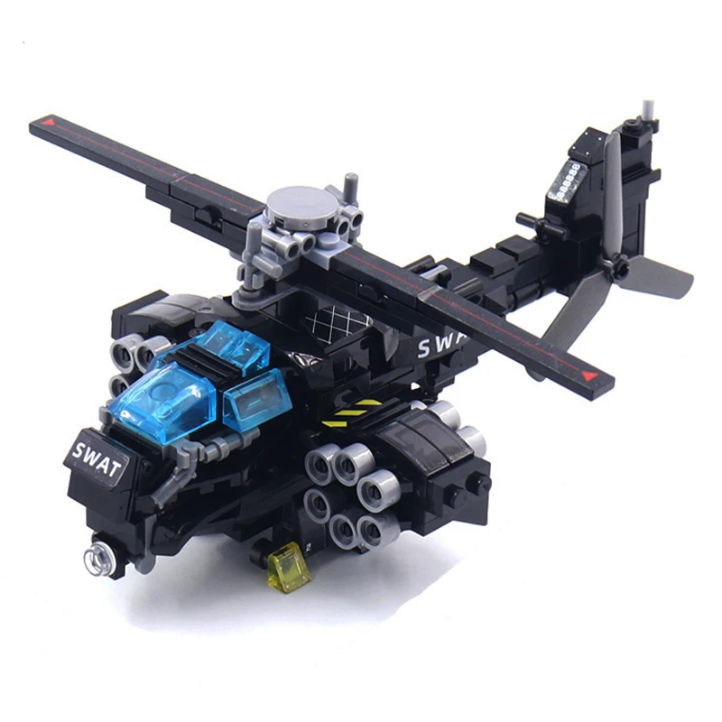 

250pcs Swat Aircraft Plane Building Blocks Creative City Police Plane Military Armed Helicopter MOC Bricks Toy for Boys Gifts