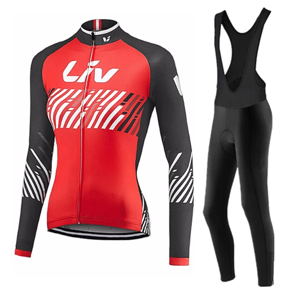 

LIV Spring Autumn Quick Dry Cycling Clothing Women MTB Cycling Bib Pants Women Ropa Ciclismo Triathlon Cycling Jersey Set