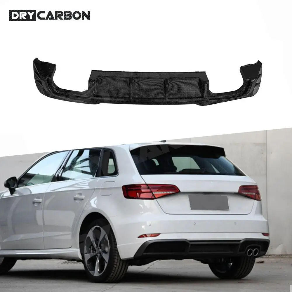 Carbon Fiber Rear Lip Diffuser Spoiler for Audi A3 Sline S3 Hatchback 2017-2021 not Standard Gloss Black Bumper Diffuser Bodykit